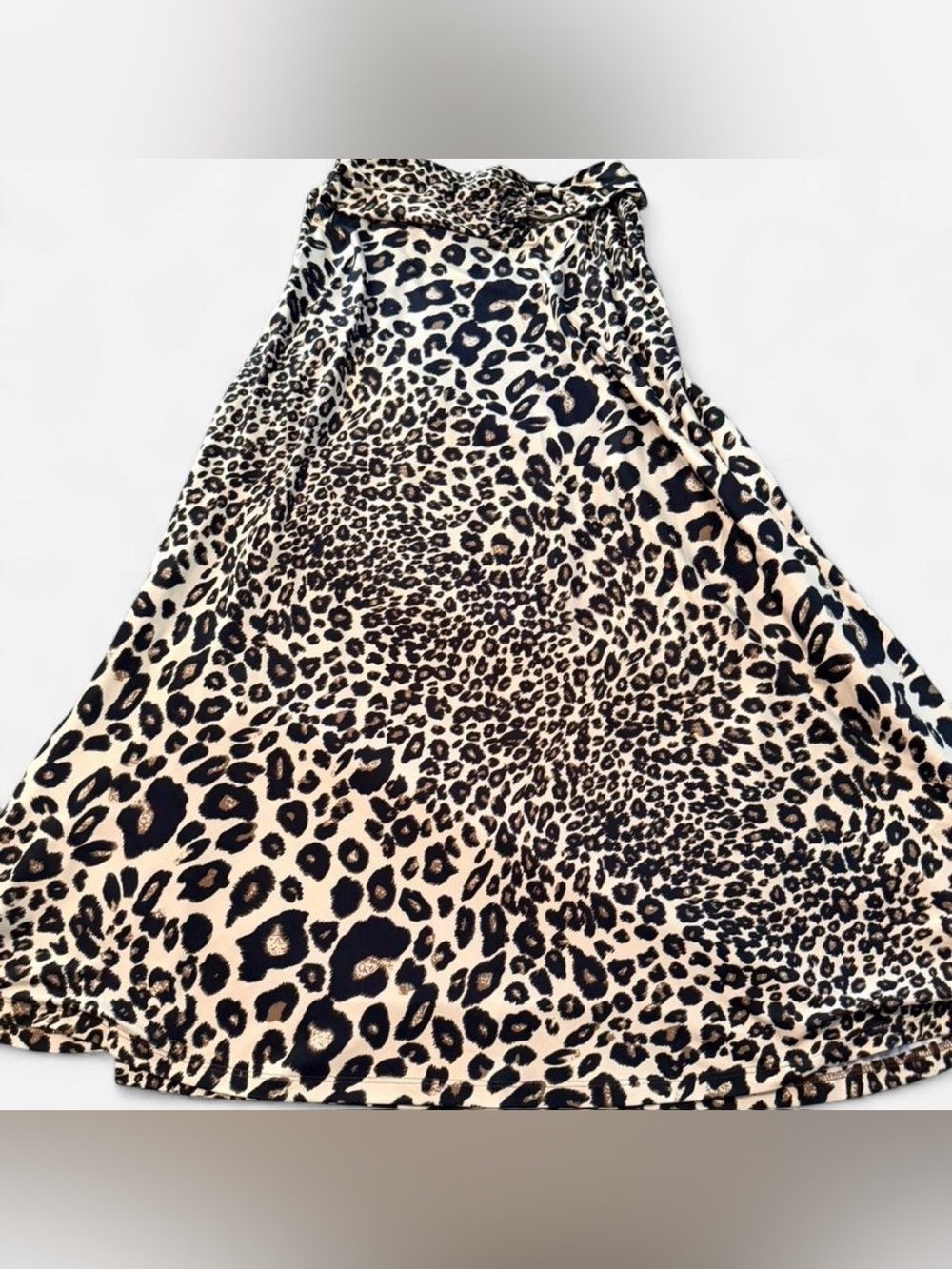 Robert Louis Leopard Print Maxi Skirt, Black & Cream, Size Small